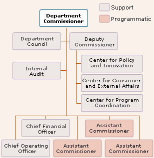 organizational chart of how agency is staffed.